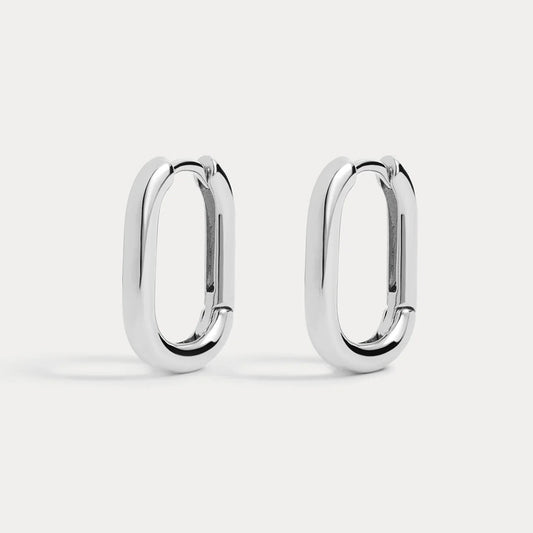 Chain Link Huggies - Silver