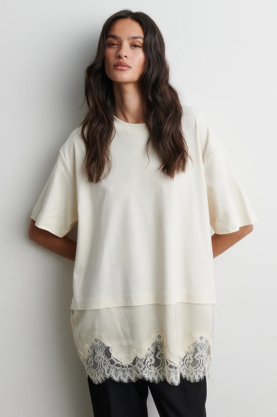 Vaccara Lace Tee - Egret