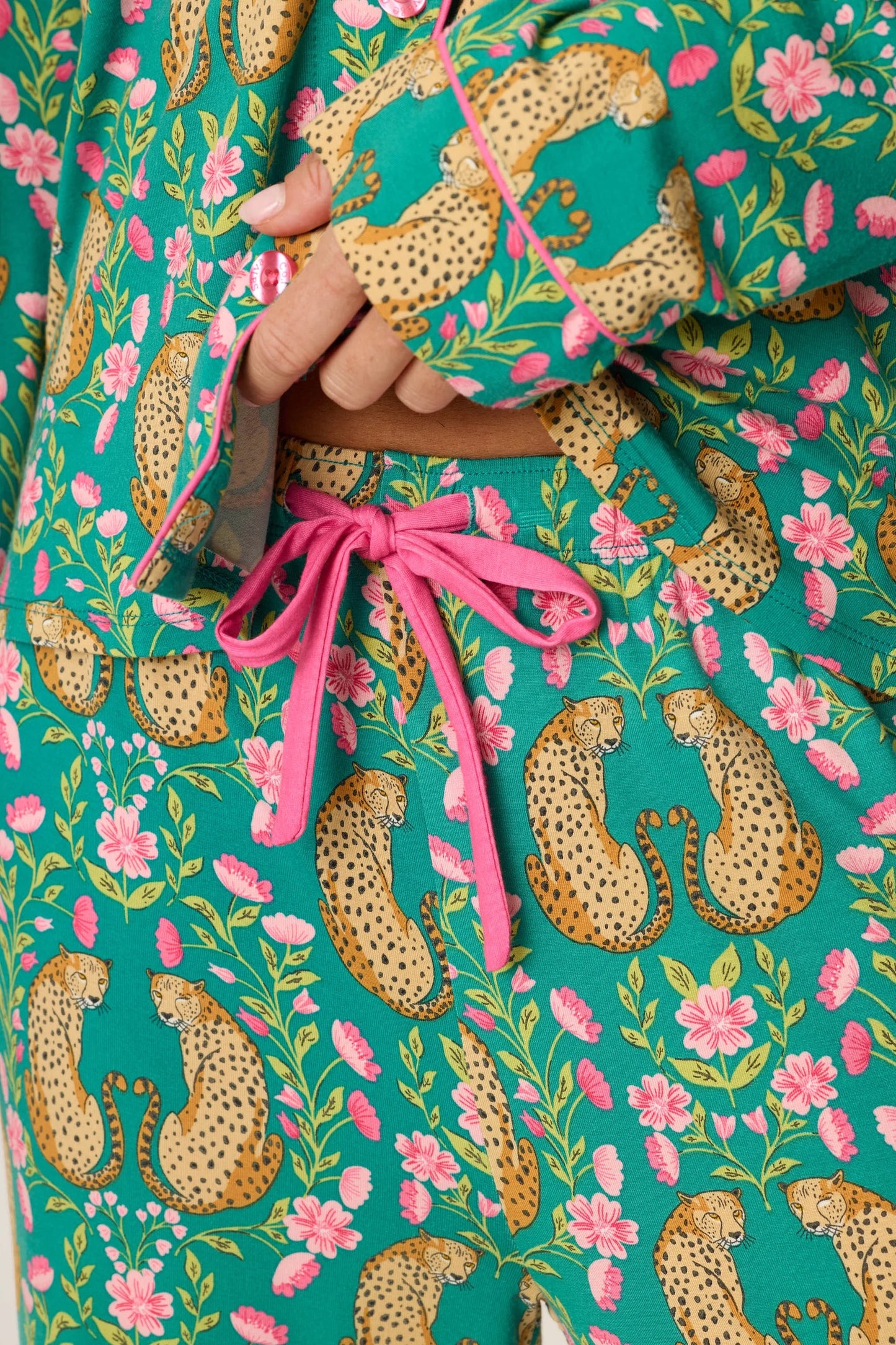 Cheetah Bonita Dreams PJ Set - Teal