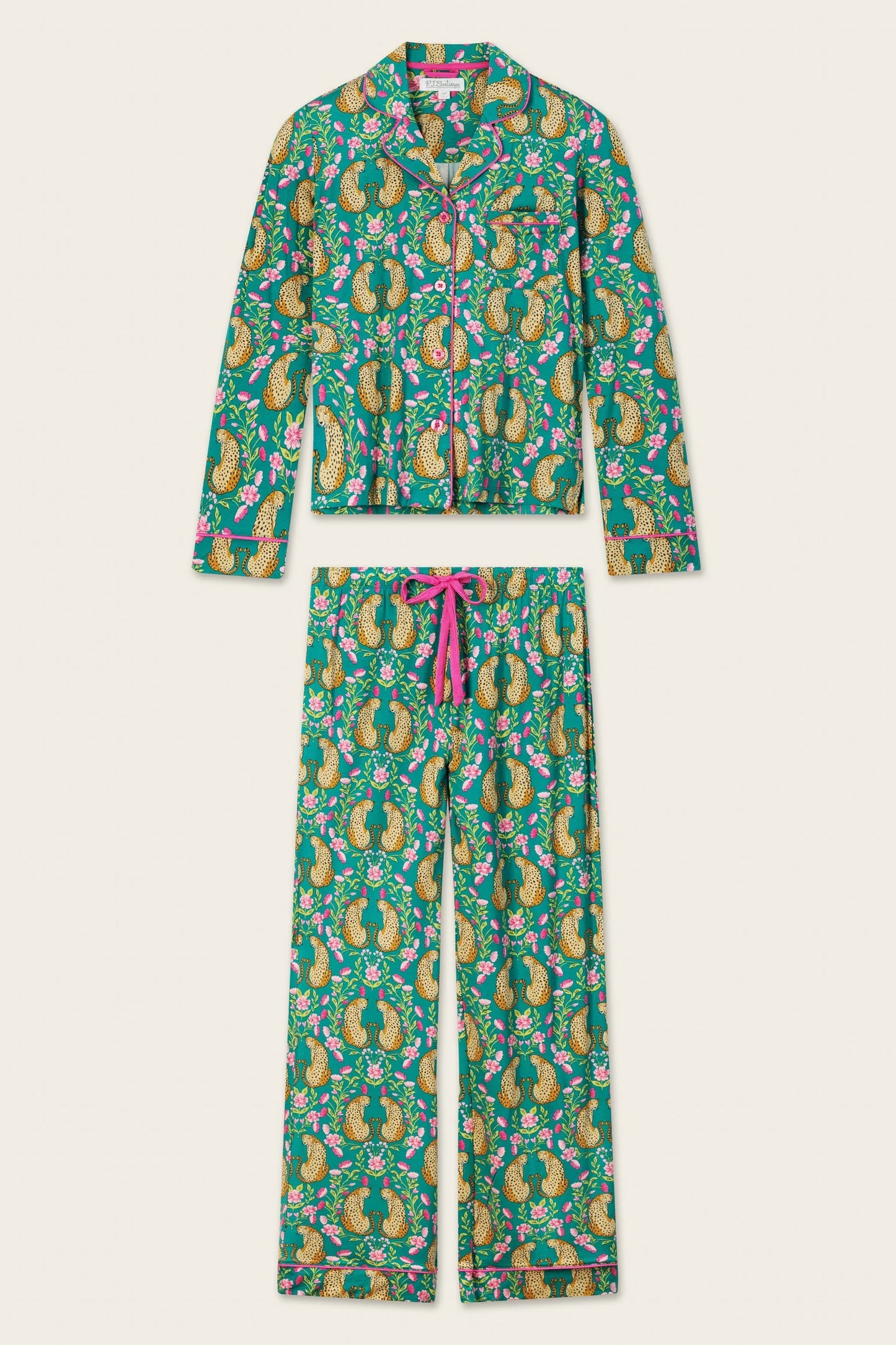 Cheetah Bonita Dreams PJ Set - Teal