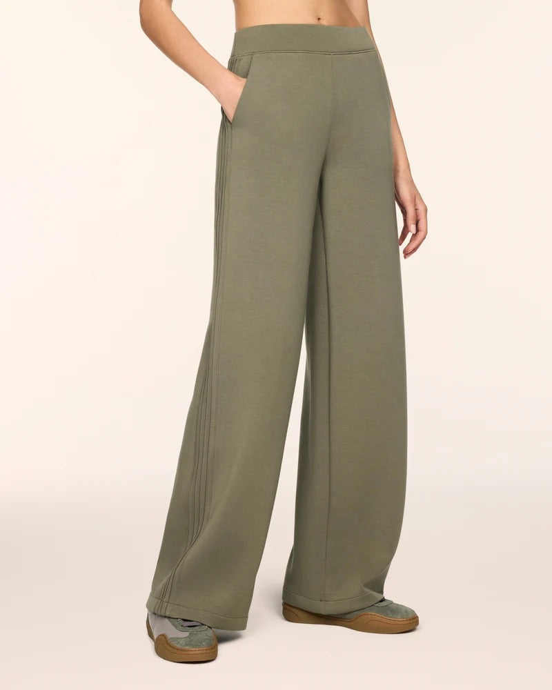 Pintuck Wide Leg Pant - Herb