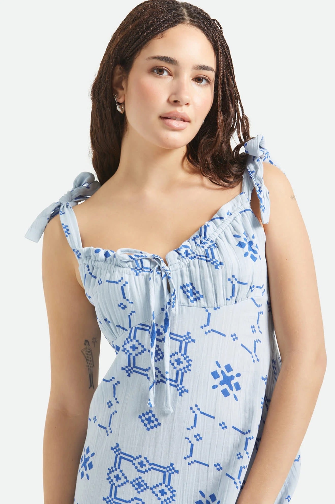 Tie Tile Print Dress - Aura Blue