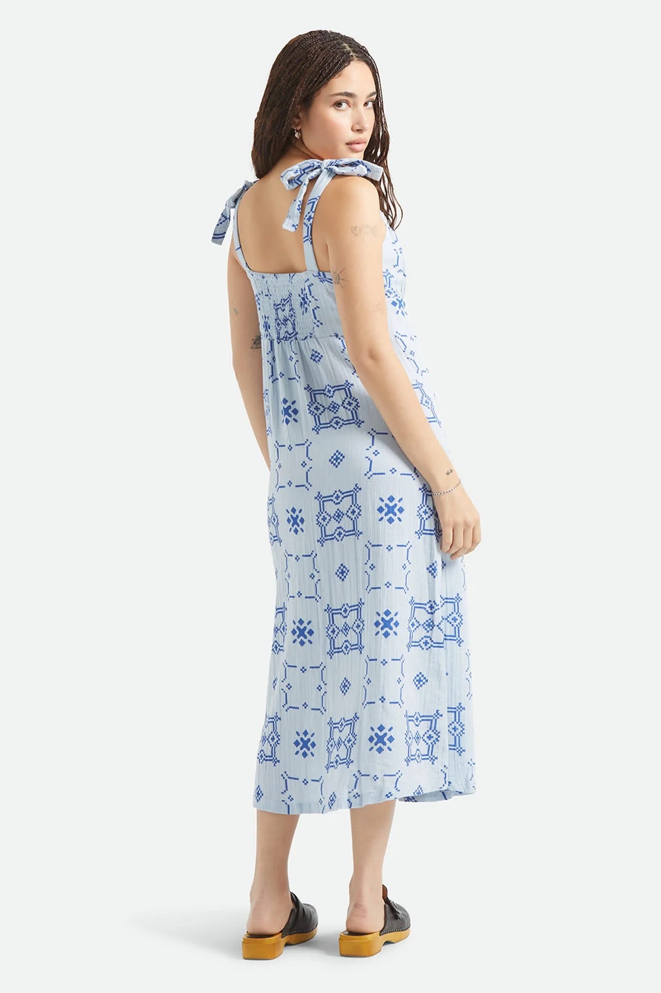 Tie Tile Print Dress - Aura Blue
