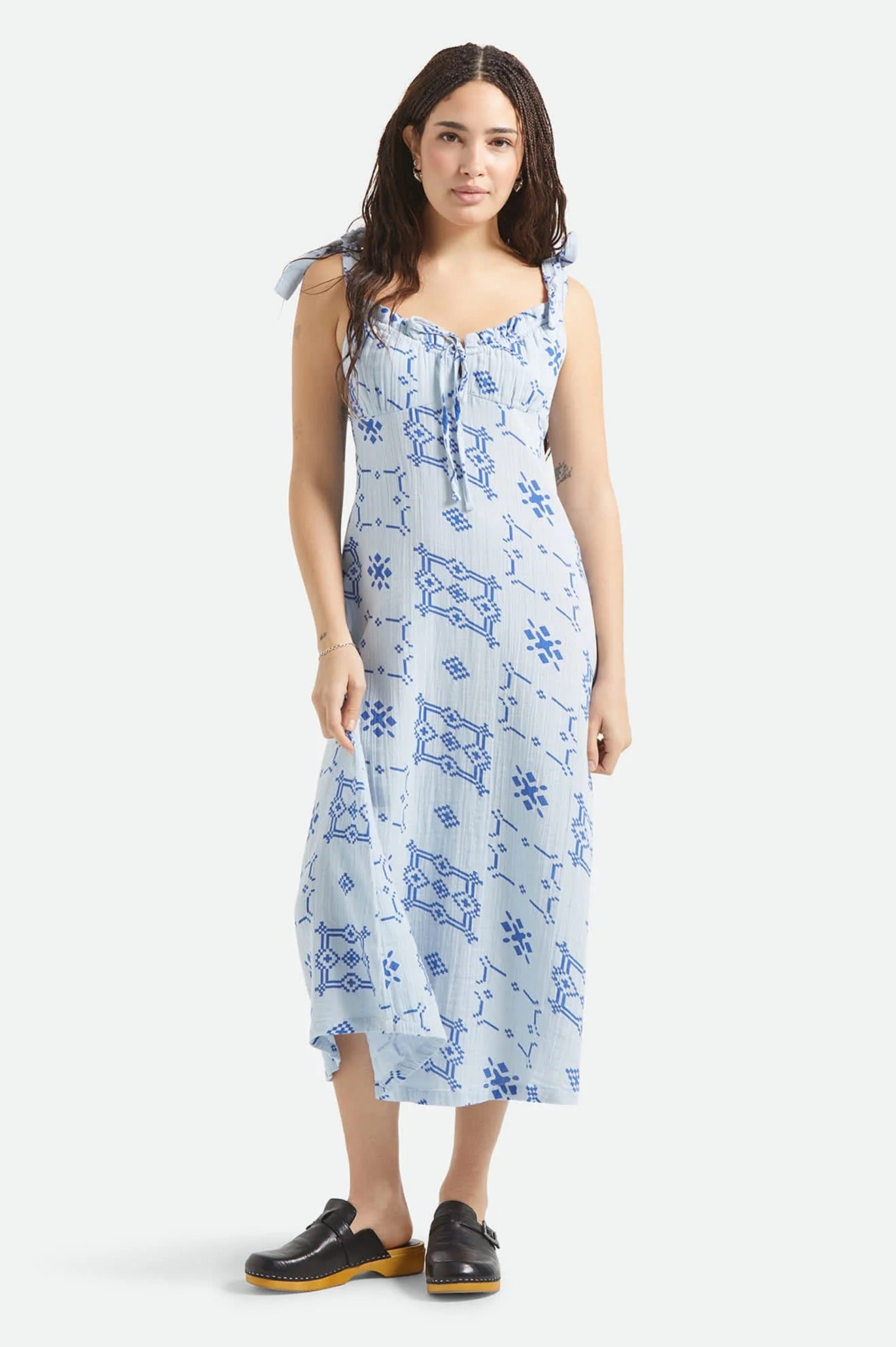Tie Tile Print Dress - Aura Blue
