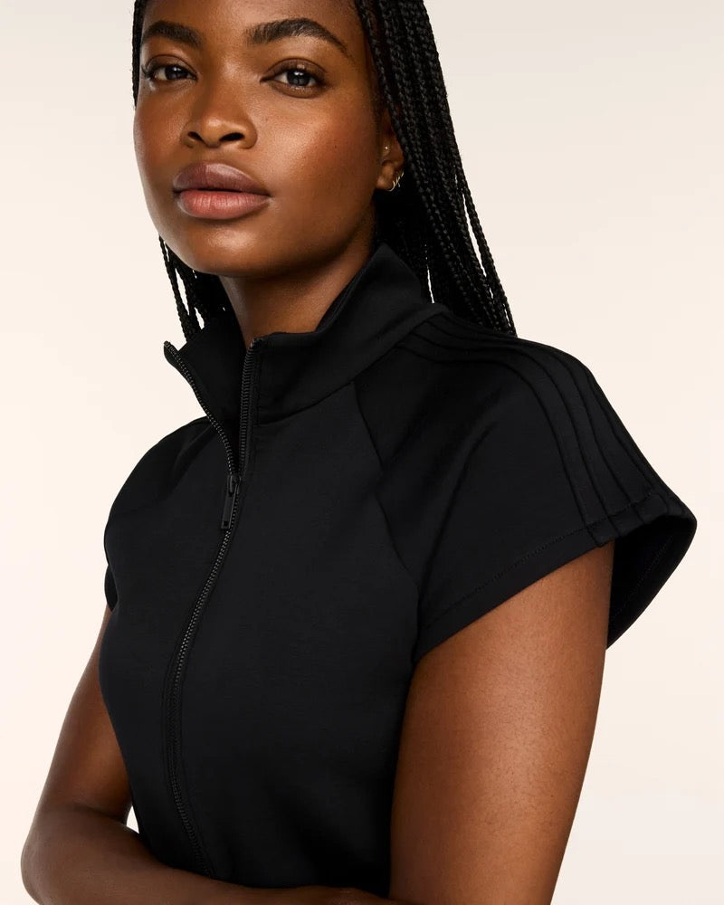 Pintuck Half Zip Jumpsuit - Black