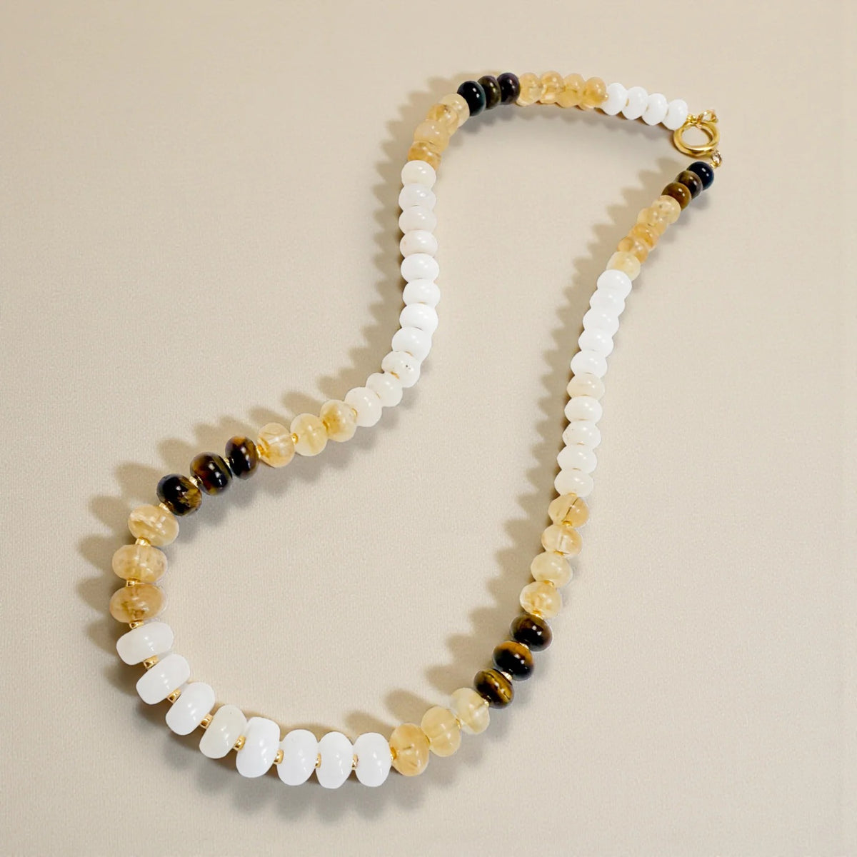 Bold Gemstone Beaded Necklace - Tigers Eye