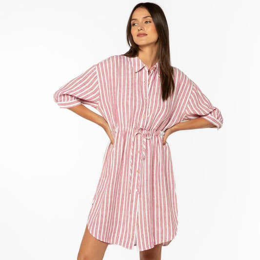 Jenneva Stripe Dress - Pink Cacti