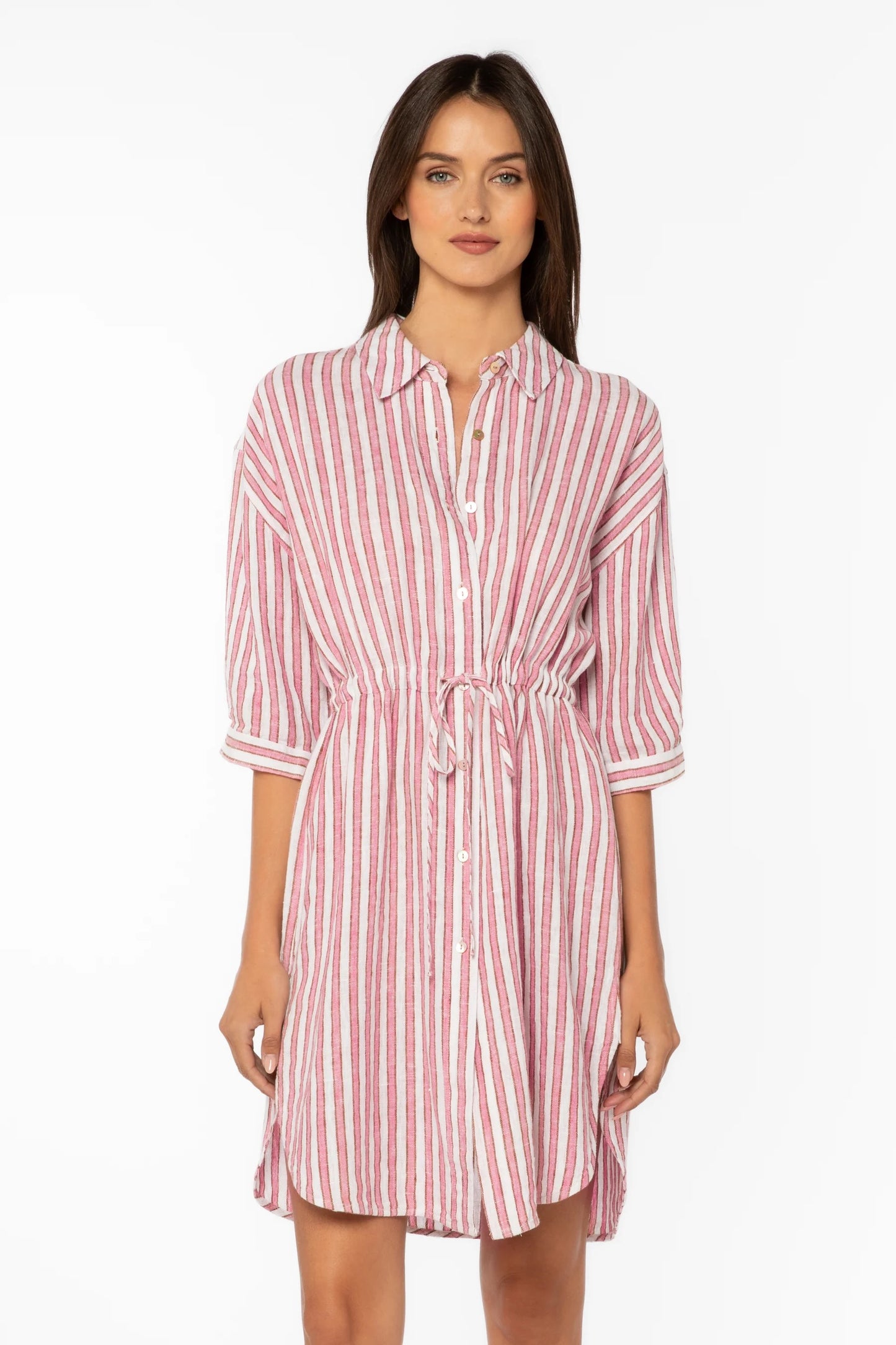 Jenneva Stripe Dress - Pink Cacti
