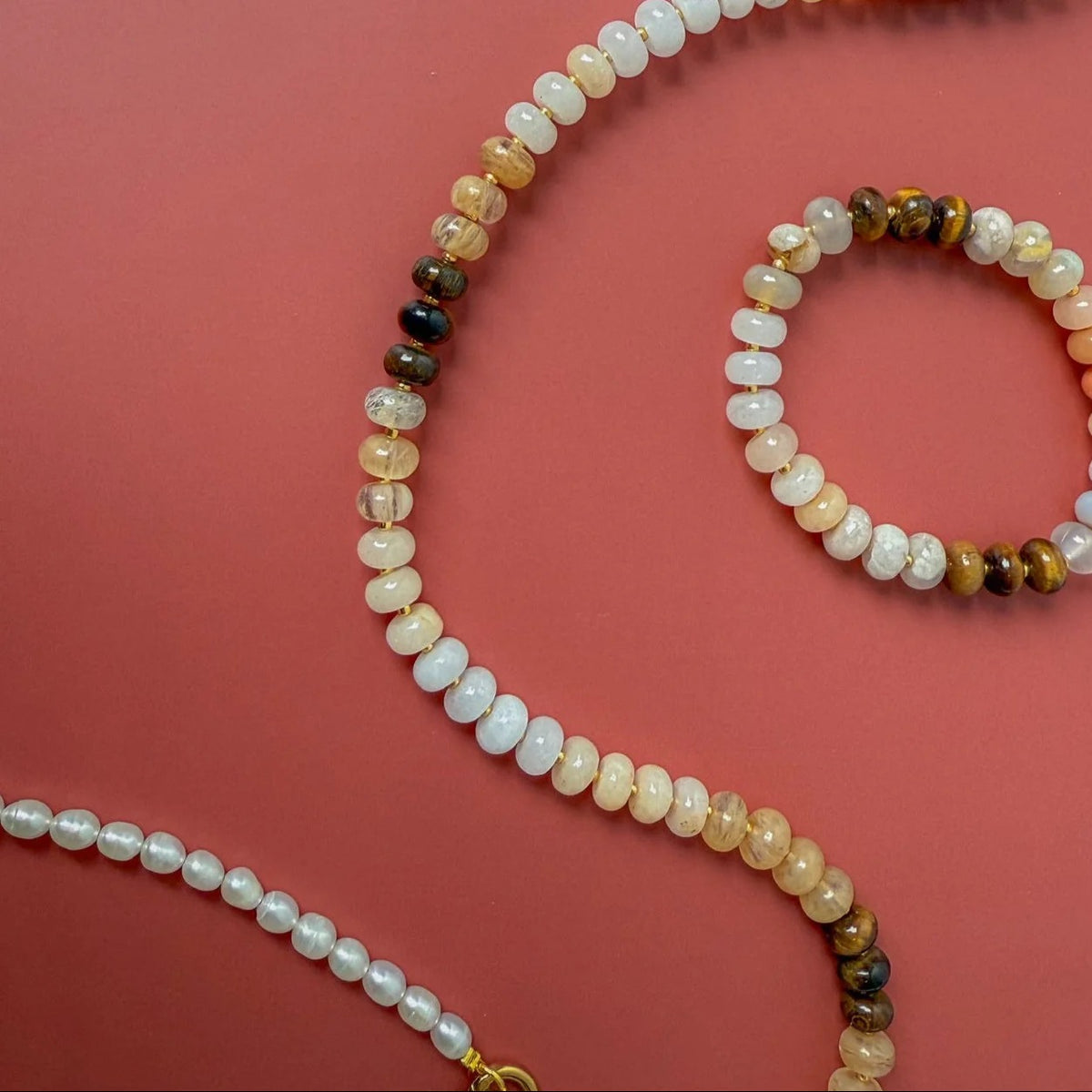 Bold Gemstone Beaded Necklace - Tigers Eye