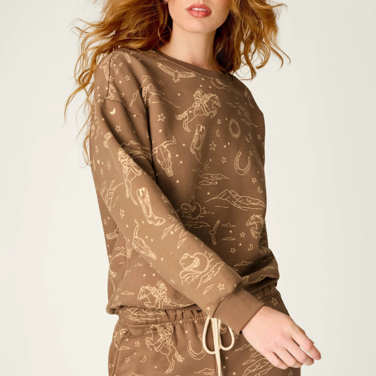 Western Ways Ride 'Em Cowgirl Frankie Sweatshirt - Taupe