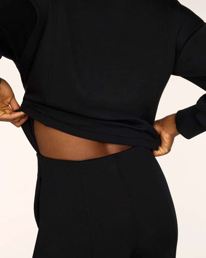 Long Sleeve Shawl Collar Jumpsuit - Black