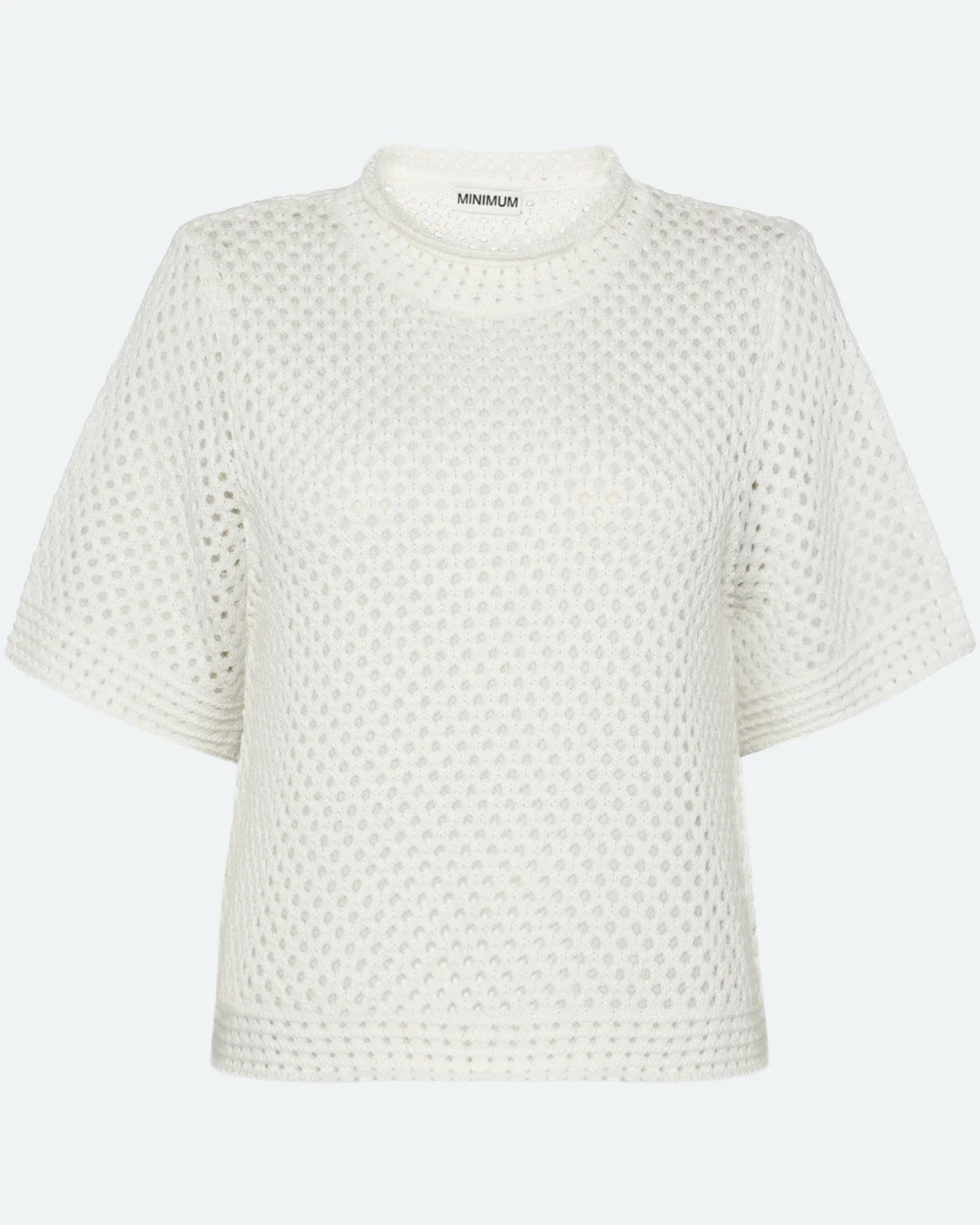 Lily Crochet Knit Tee - White