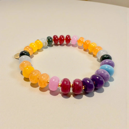 Rondelle Gemstone Bracelet - Rainbow Quartz