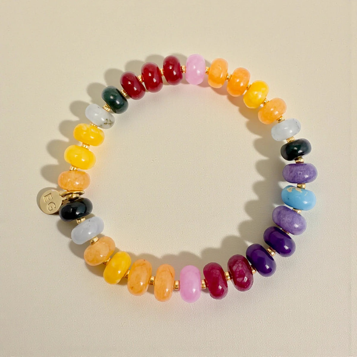 Rondelle Gemstone Bracelet - Rainbow Quartz