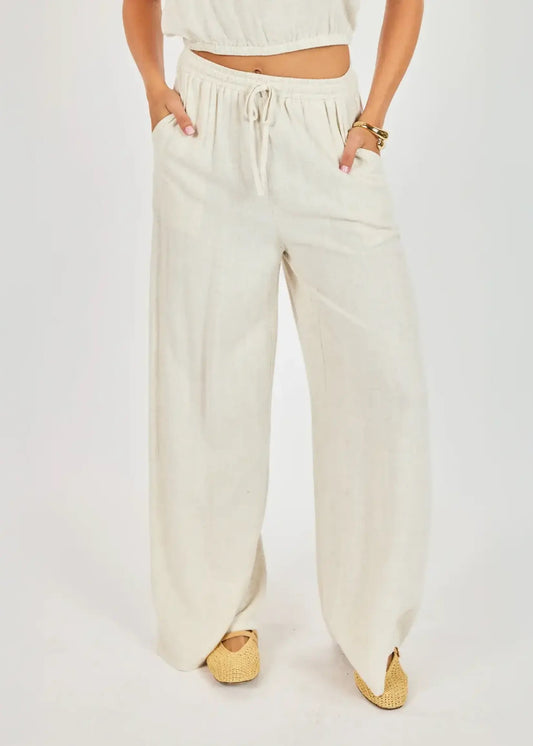 Sugarloaf Elastic Waist Pants - Oatmeal