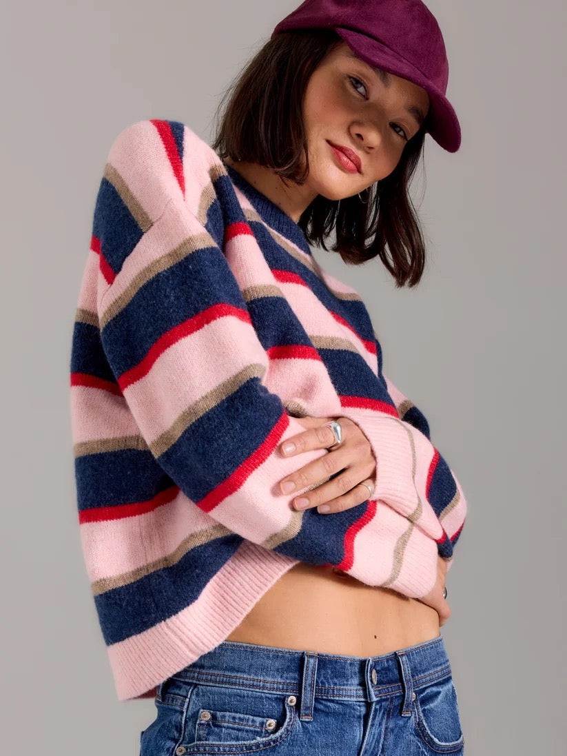 Carlyle Sweater - Coral Stripe