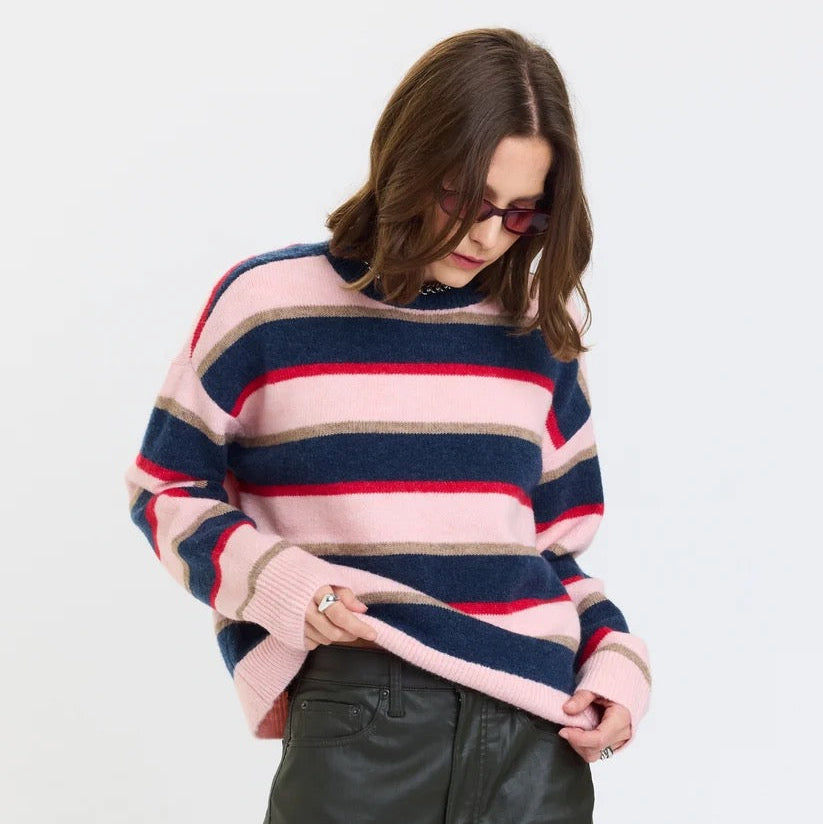 Carlyle Sweater - Coral Stripe