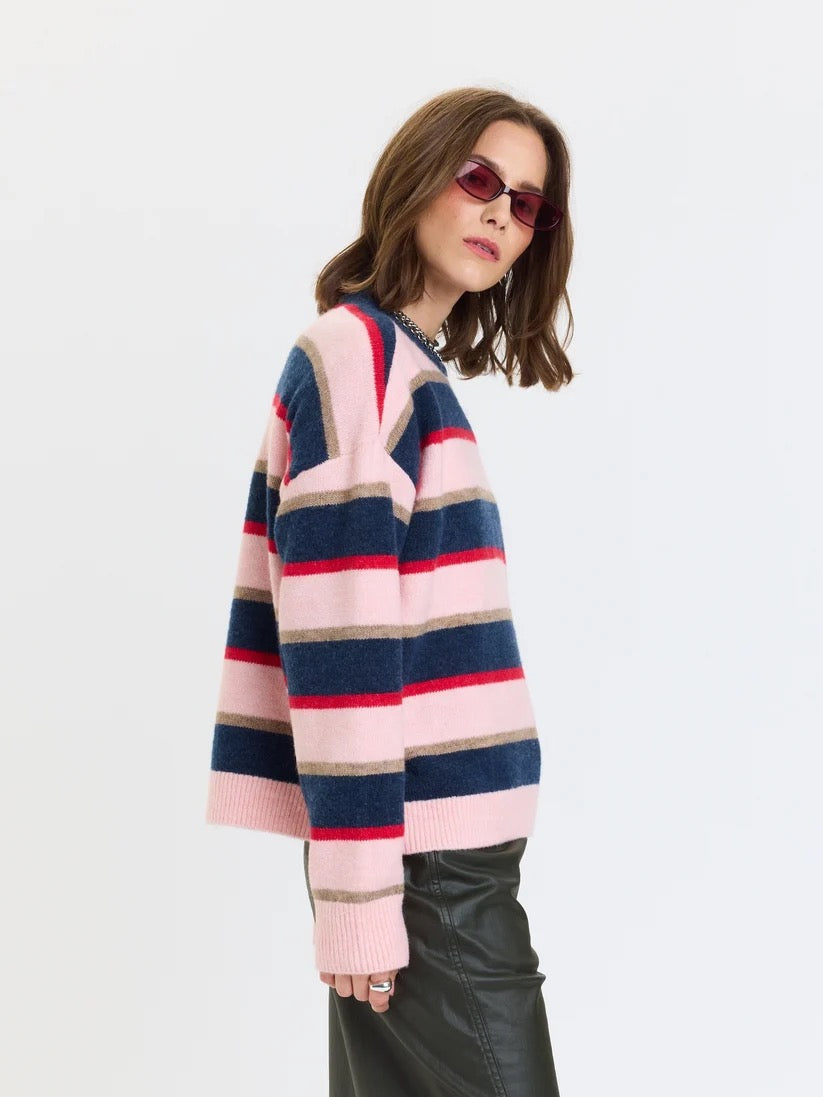 Carlyle Sweater - Coral Stripe