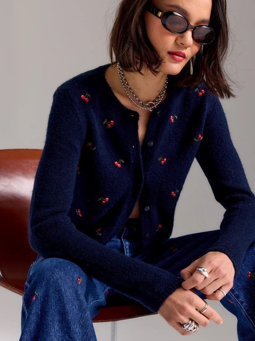 Muse Fitted Cardigan - Cherry