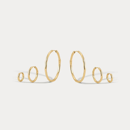 Granada Hammered Hoops Set of 3 - Gold