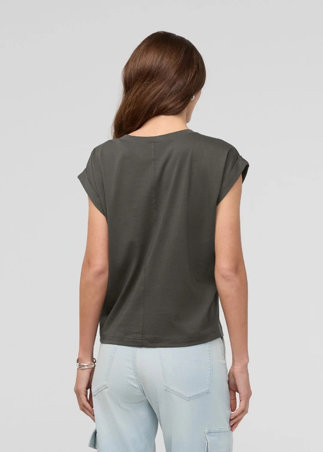 PurePima Dolman V-neck Tee - Evergreen