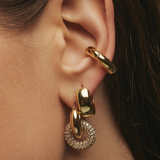 The Pave Interlock Hoops - Gold