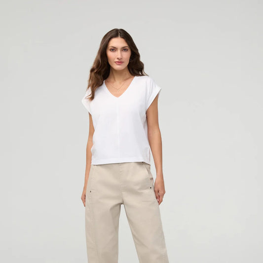 PurePima Dolman V-neck Tee - White