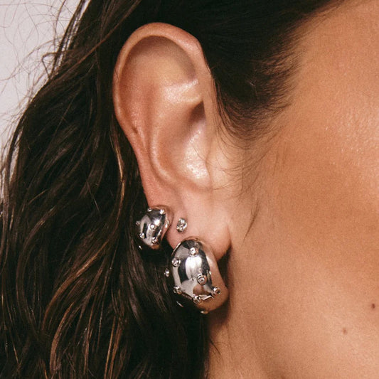 MIni Pave Molten Studs- Silver