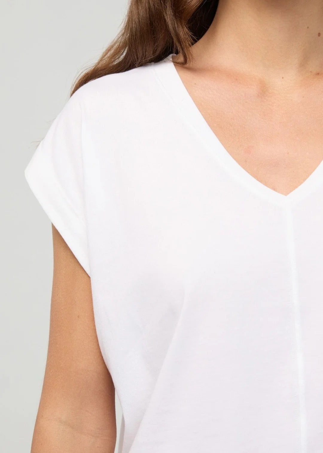 PurePima Dolman V-neck Tee - White