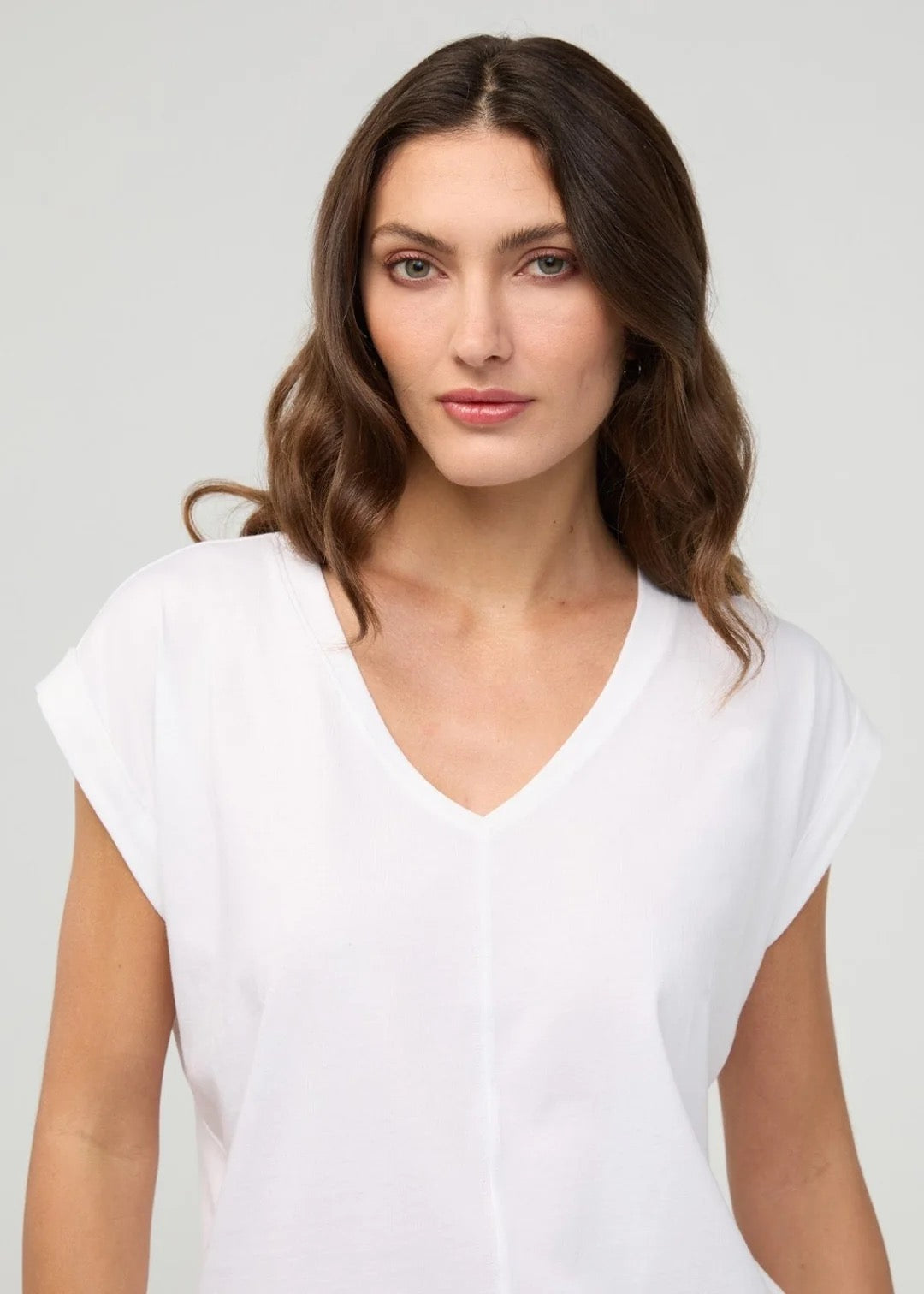 PurePima Dolman V-neck Tee - White