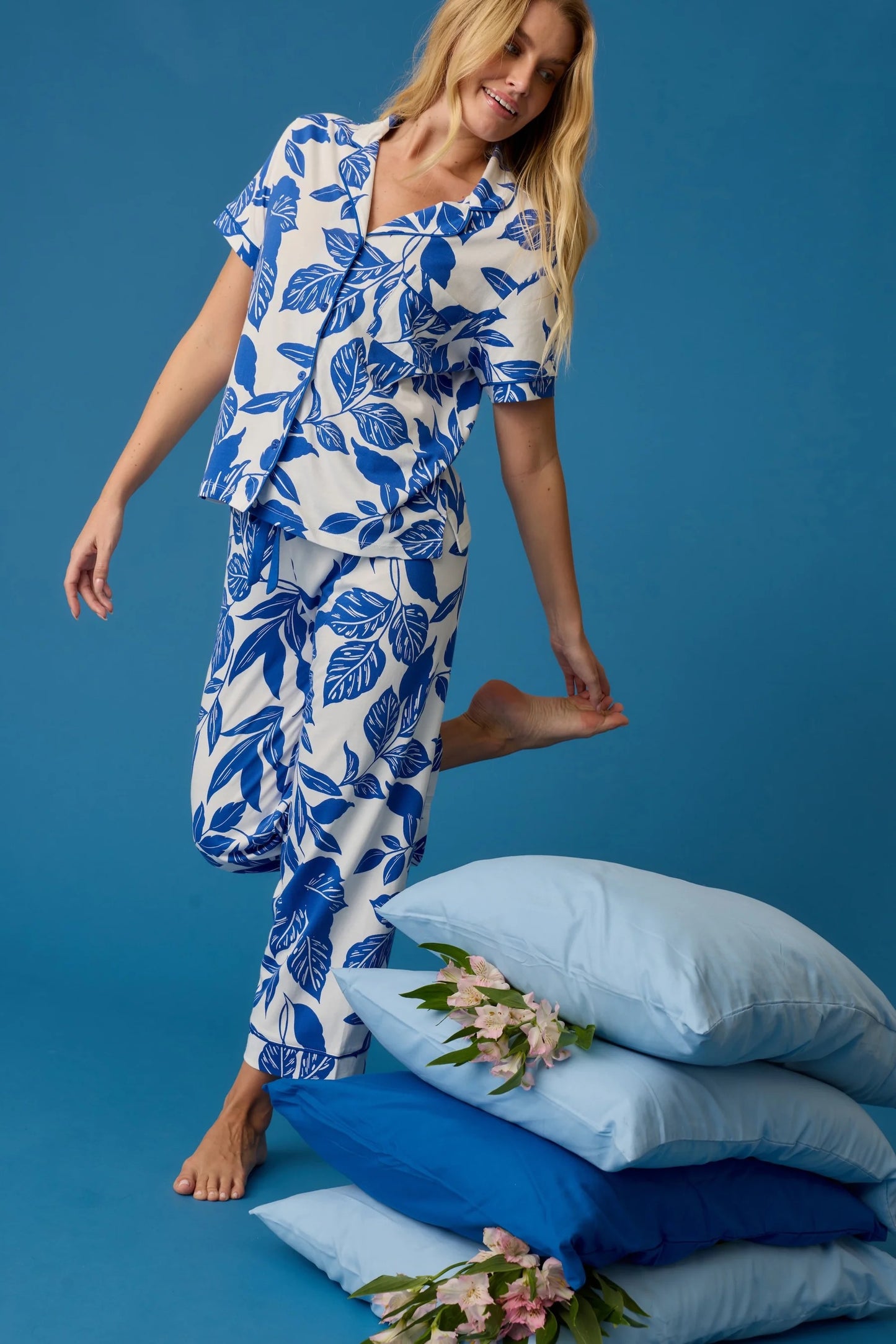 Whimsy Garden PJ Set - Cobalt
