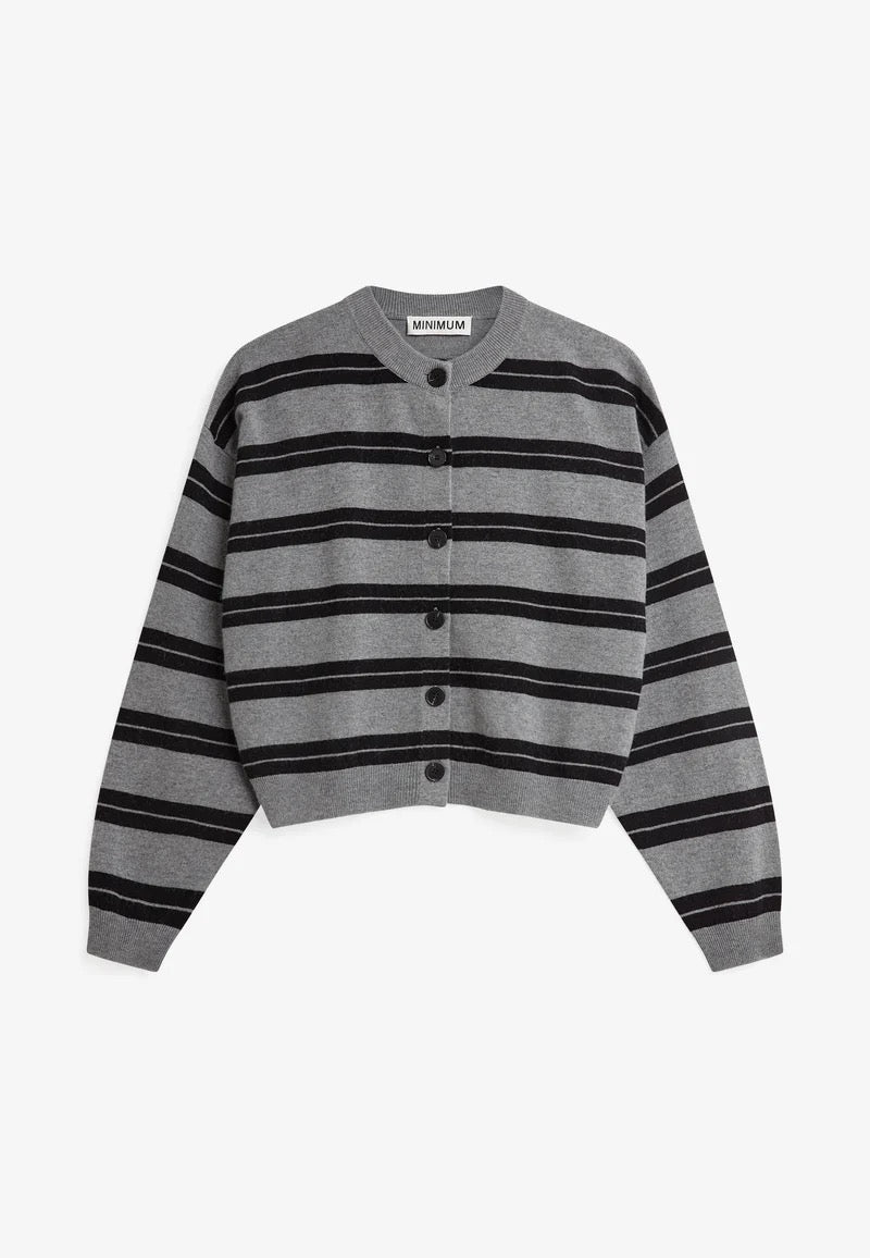Assiana Stripe Cardigan - Black/Grey