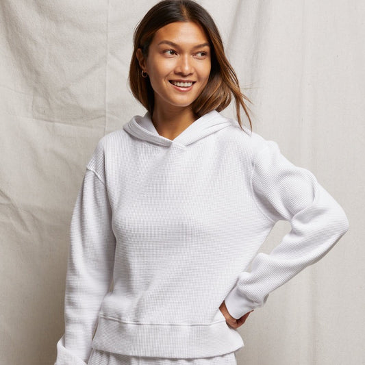 Azalia Waffle Hoodie - White