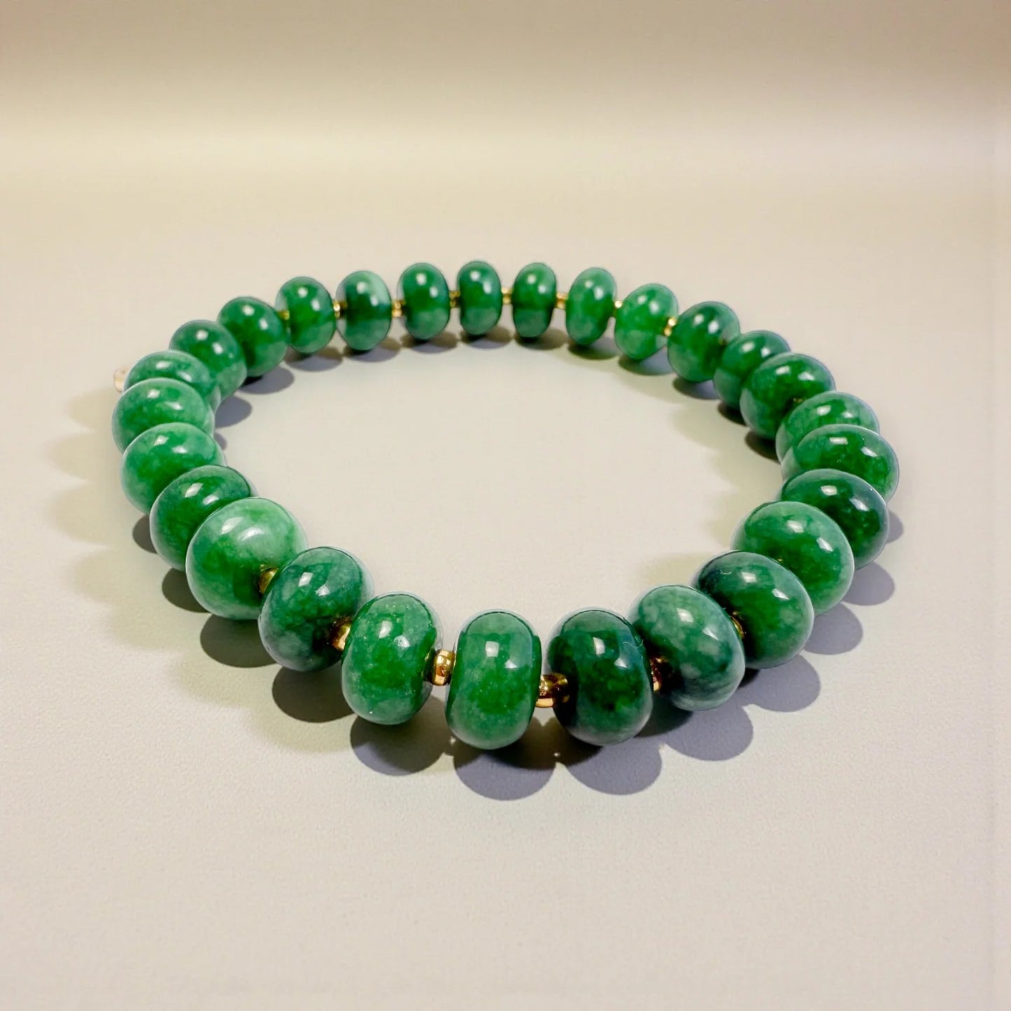Rondelle Gemstone Bracelet - Green Jade