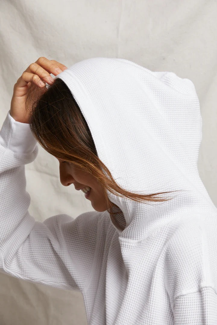 Azalia Waffle Hoodie - White
