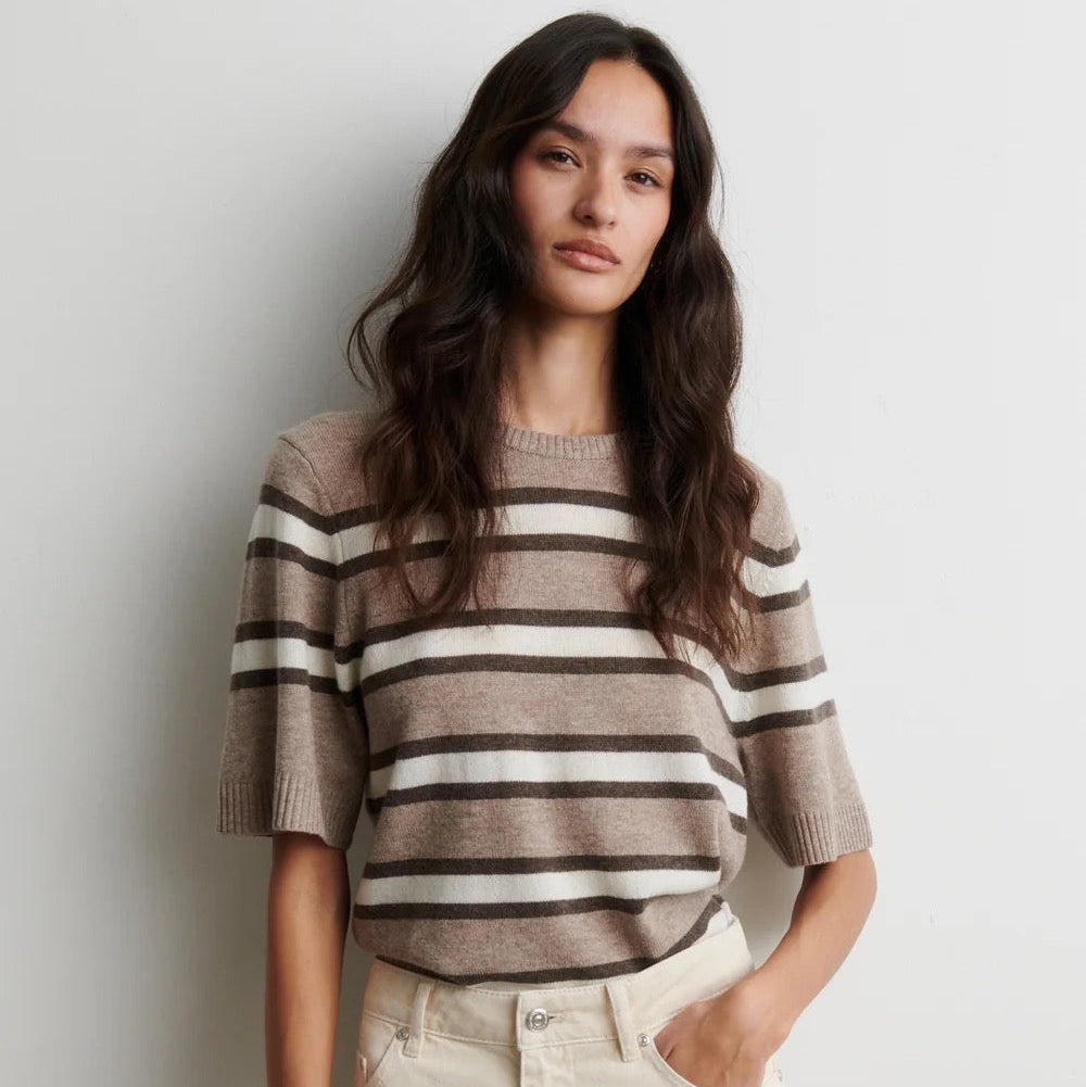 Vilna Knit Stipe Top - Beige