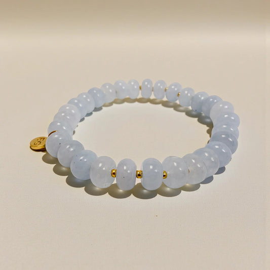 Rondelle Gemstone Bracelet - Cloudy Blue Quartz