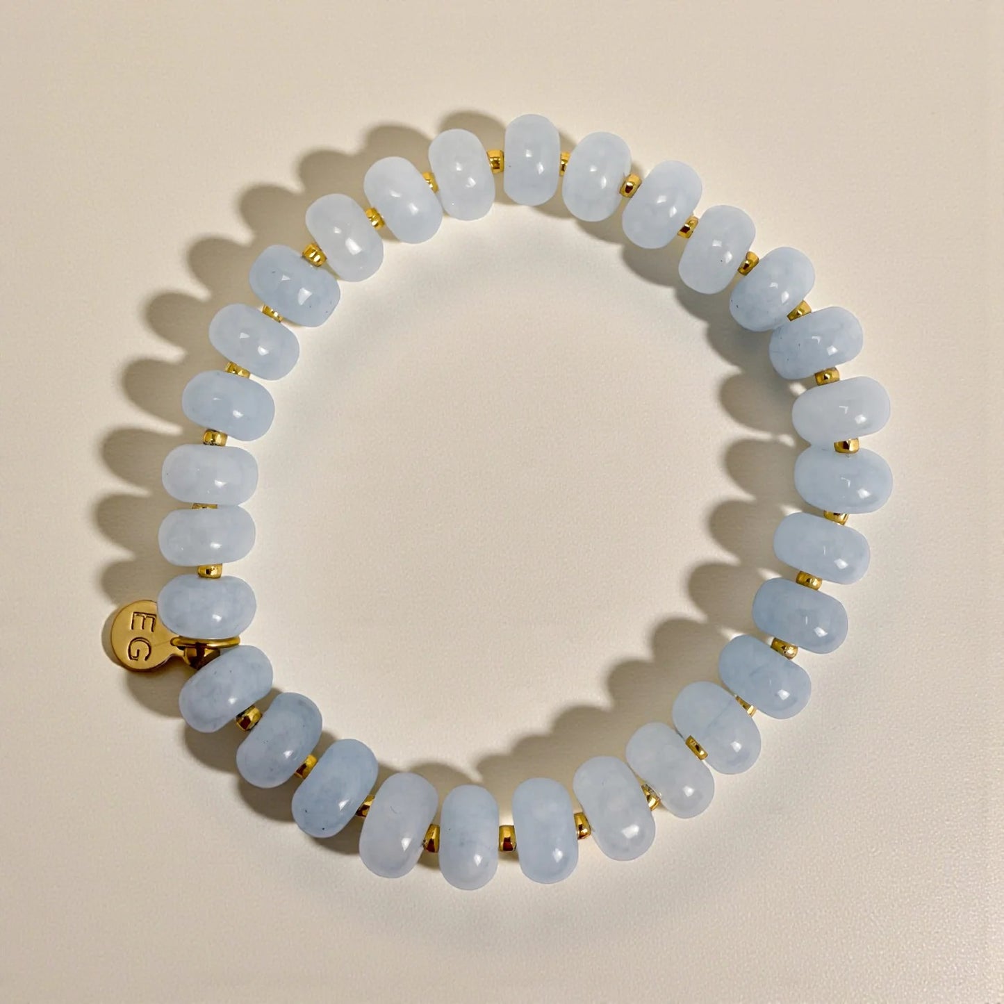 Rondelle Gemstone Bracelet - Cloudy Blue Quartz