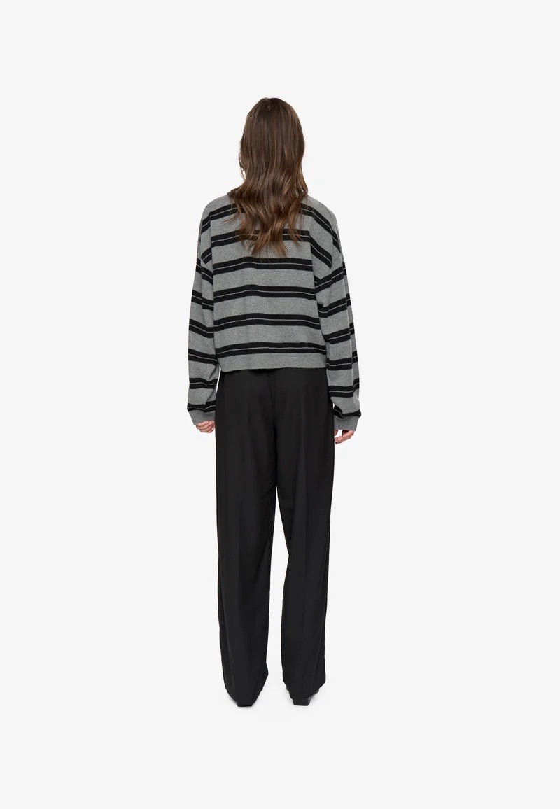 Assiana Stripe Cardigan - Black/Grey