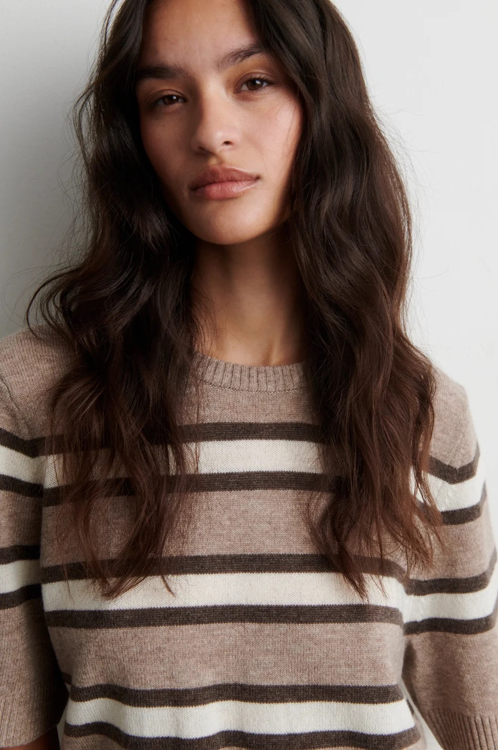 Vilna Knit Stipe Top - Beige