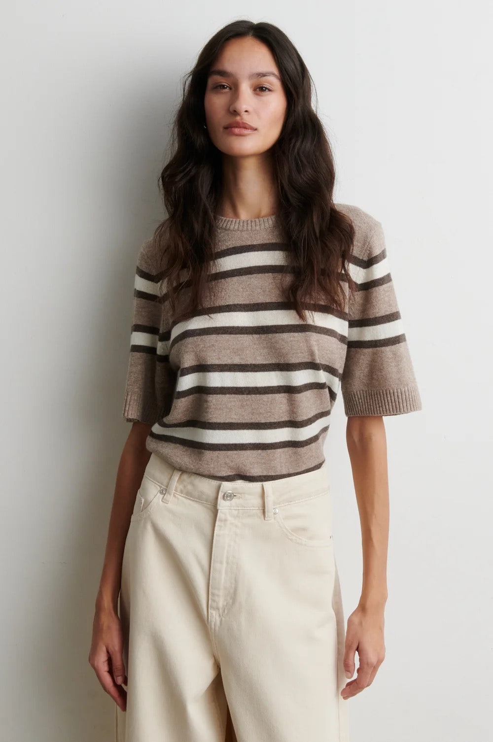 Vilna Knit Stipe Top - Beige