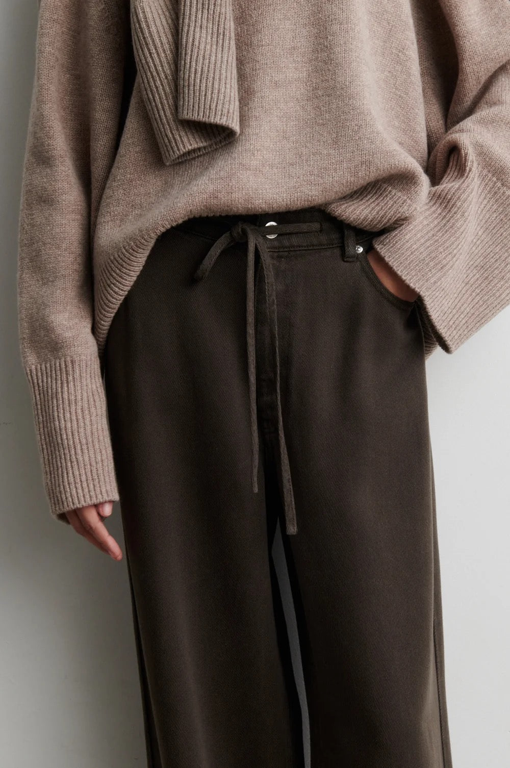 Irven Tie Waist Pant - Black Olive