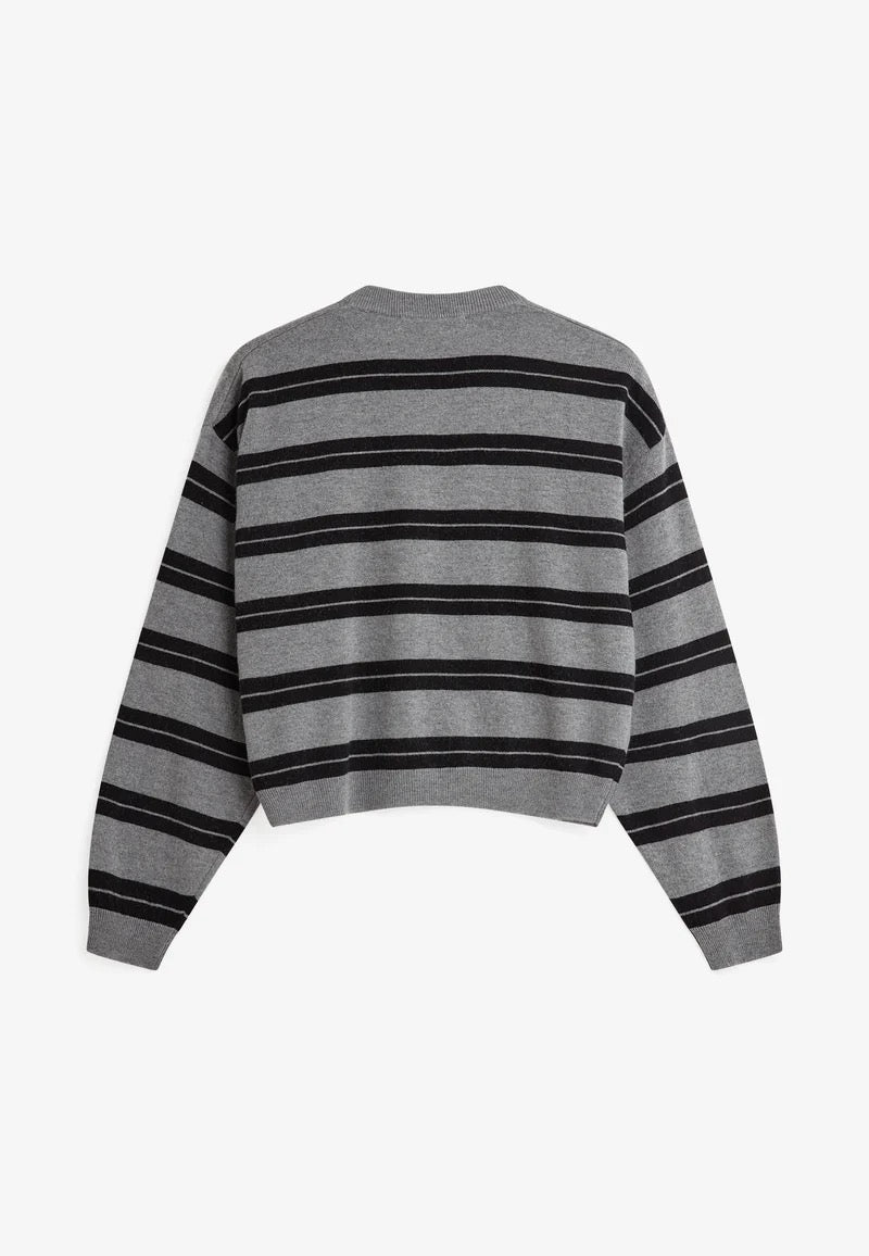 Assiana Stripe Cardigan - Black/Grey