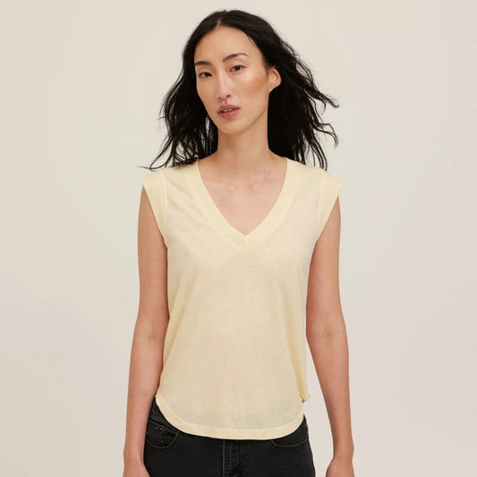 Rue V Neck Tank - Butter Yellow