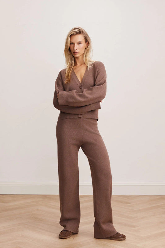 Olly Regular Knit Pants - Brown
