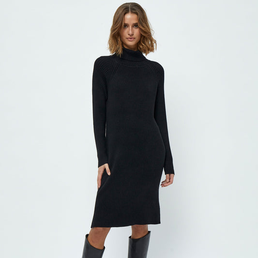 Ava Knit Turtleneck Dress - Black