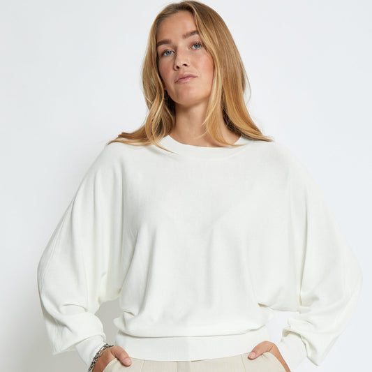 Dana Bat Sleeve Knit Pullover - Broken White