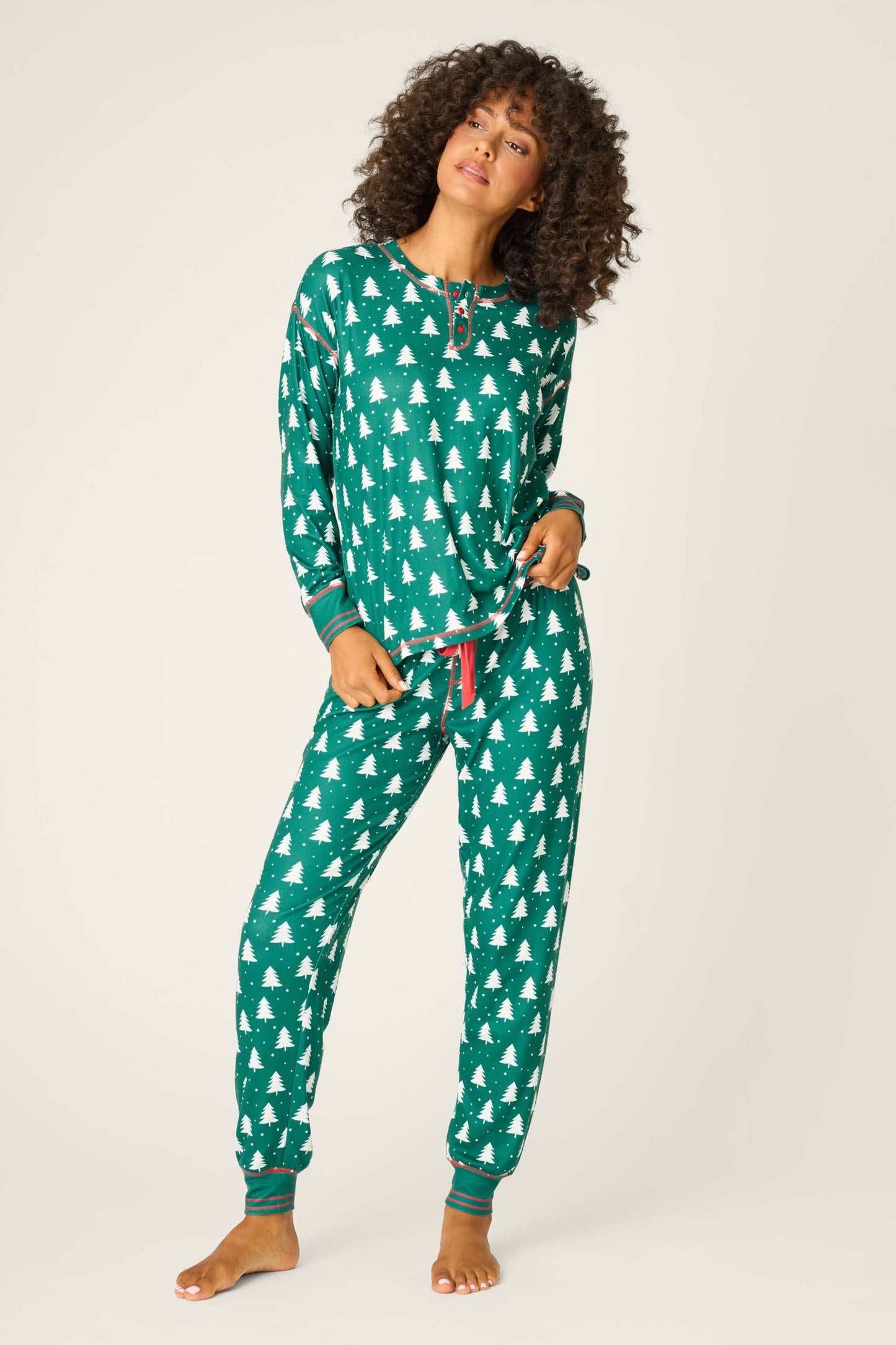 Pointelle Pj Set - Dark Forest Green