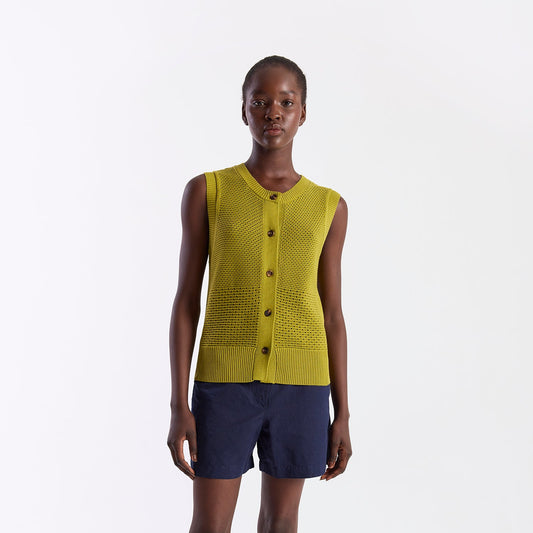 Mix Pointelle Tank Top - Olive Oil