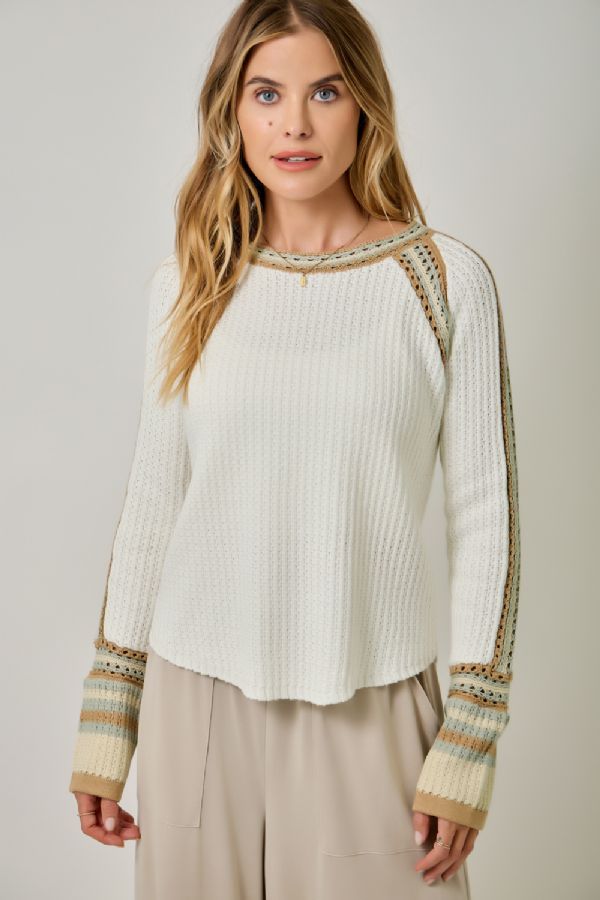 Thermal Stripe Top - Ivory